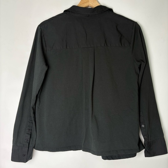 Badgley Mischka Black Cotton Button Down Top - Picture 3 of 5